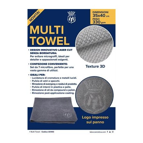 LAB-PANNO MULTI TOWEL 35X40 BUSTA 7pcs 330 GSM