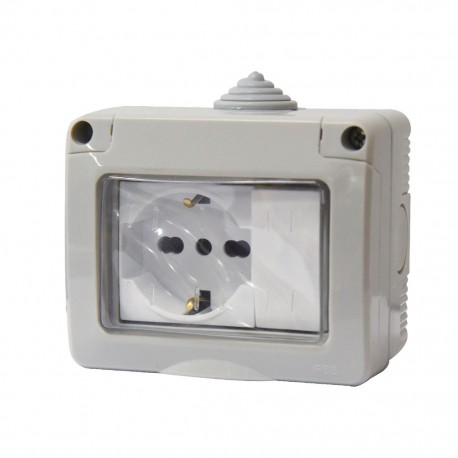 KIT CONTENITORE STAGNO 1 PRESA UNIVERSALE E COPERCHIO IP55 IMQ