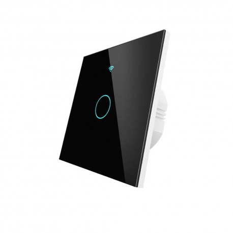 Interruttore Da Parete Touch WIFI Matter 1 Tasto Nero  WIFI 2.4G RF 433MHz,Bluetooth BLE Mesh TUYA