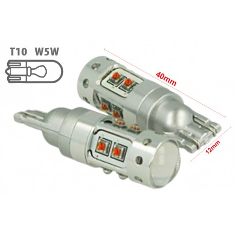 Lampada Led T10 W5W 12V 9W Canbus Pro 3 Cree XBD Da 3W Con Cono Riflettore Bianco No Errore