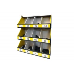 Kit Espositore In Cartone Con 3 Piani 12 Posti Per Attacchi Connettori Adattatori Del Spazzole Tergicristallo Carall S985