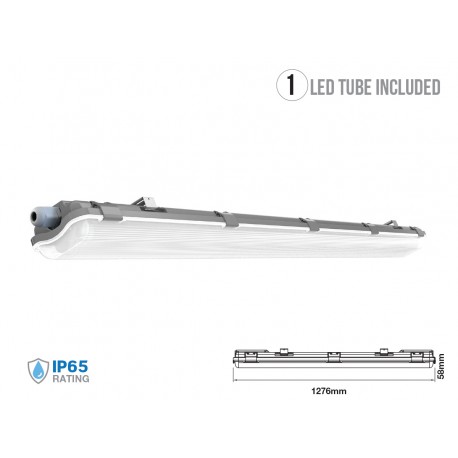 Plafoniera 120cm Con 2 Tubi Led Da 18W Incluso Bianco Neutro 4000K IP65 Tri Proof Led Lamp Light SKU-6387