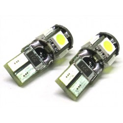 Lampada Led Canbus T10 W5W 5 Smd Bianco No Errore 12V Luci di Posizione Con Resistenza