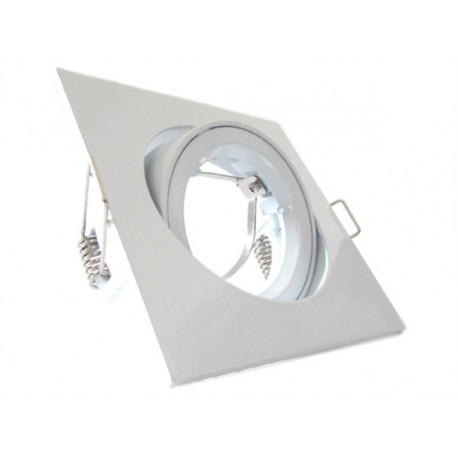 Porta Faretto Led GU10 MR16 Orientabile Quadrato Con Ghiera Bianco