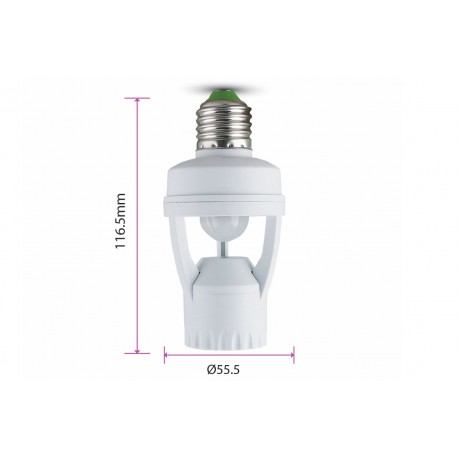 Sensore PIR Movimento e Crepuscolare Timer Con Attacco E27 Per Lampada E27 220V 360 Gradi SKU-4982