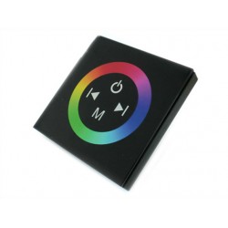 Centralina RGB Led Kit Controller Touch Panel Full Color Da Incasso Quadrata 12V 144W Sfondo Nero TM08