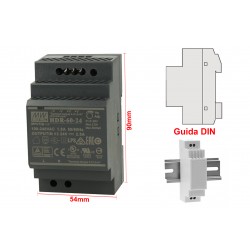 MeanWell HDR-60-24 Trasformatore Rotaia Industriale 24V 60W Barra Guida DIN Rail Power Supply Universale