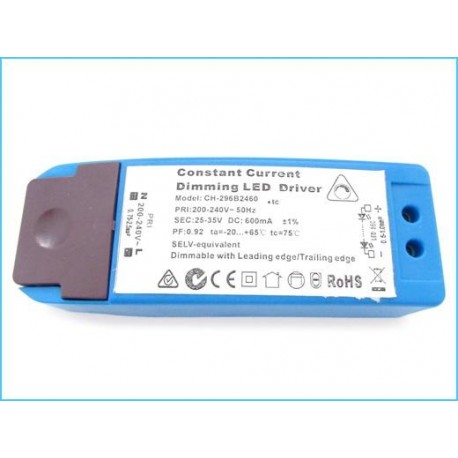 Led Driver Dimmerabile 22W Alimentatore Corrente Costante 600mA 25V-35V DC