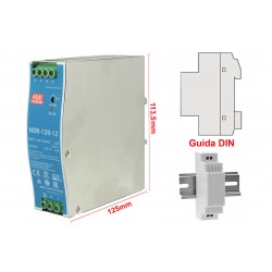 MeanWell NDR-120-12 Trasformatore Rotaia Industriale 12V 120W 10A Barra Guida DIN Rail Power Supply Universale