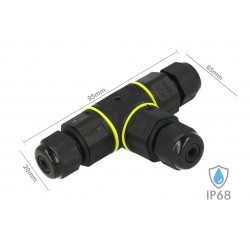 Connettore Manicotto di Collegamento IP68 Forma T Cavo Raccordo Impermeabile 3 Poli Max Sezione 2,5mmq