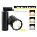 Faro Lampada Led A Binario 30W Mono Fase CCT CRI 90 Carcassa Nera 2700K 4000K 6000K 3 In 1 Luce Stretto 24 Gradi