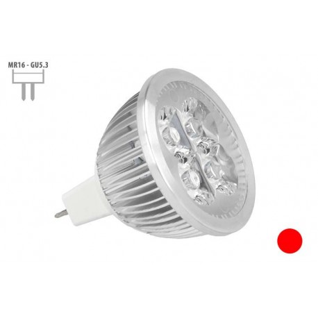 Faretto Lampada LED Dicroica MR16 GU5.3 12V DC 4W 4X1W Colore Rosso Red