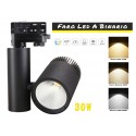 Faro Lampada Led A Binario 30W Trifase CCT CRI 90 Carcassa Nera 2700K 4000K 6000K 3 In 1 Luce Stretto 24 Gradi