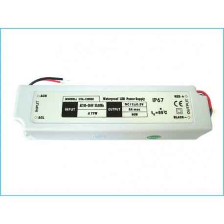 Alimentatore Trasformatore Impermeabile IP67 12V 60W Per Striscia LED