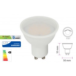 Lampada Led GU10 5W 220V 110 Gradi Bianco Caldo 3000K Diffusore Opale Chip Smd Samsung Garanzia 5 Anni SKU-201