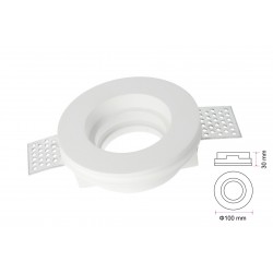 Portafaretto Lampada Led GU10 Da Incasso A Scomparsa Corpo Rotondo In Gesso Bianco Verniciabile Diametro 100mm SKU-3652