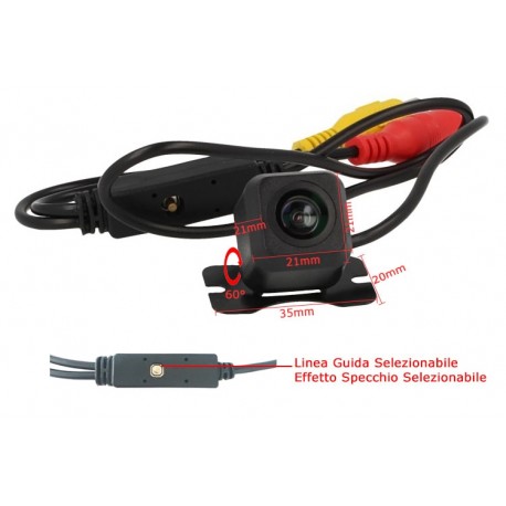 Telecamera Retromarcia Portatarga Orientabile Linea Guida e Effetto Specchio Opzionale 12V Auto