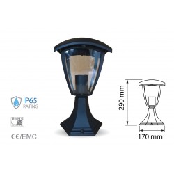 Lampada Da Terra Per Giardino Esterno IP65 Altezza 300mm Attacco E27 Garden Lamp Colore Nero SKU-7057