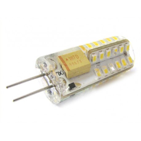 Lampadina LED Bispina G4 48 SMD 3014 DC 12V 3W 360 Gradi Con Silicone Bianco Neutro 4200K