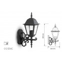 Lampada Da Parete Lanterna Giardino Attacco E27 Garden Wall Lamp IP44 Colore Nero Modello Classico SKU-7519