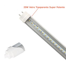 Tubo Led T8 G13 120cm 20W Bianco Freddo Con Vetro Trasparente Super Potente