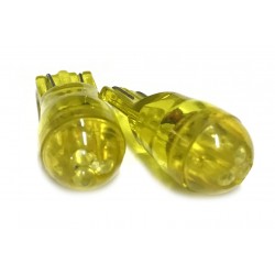 Coppia 2 Lampade Led T10 Con 3 Led F3 Colore Giallo Yellow 12V 0,2W