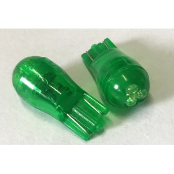 Coppia 2 Lampade Led T10 Con 3 Led F3 Colore Verde Green 12V 0,2W