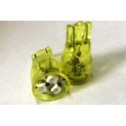 Coppia 2 Lampade Led T10 Con 3 Smd 3528 Colore Giallo Yellow 12V 0,2W