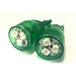 Coppia 2 Lampade Led T10 Con 3 Smd 3528 Colore Verde Green 12V 0,2W