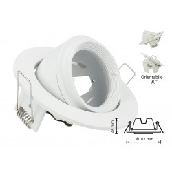 Porta Faretto Led GU10 MR16 Da Incasso Colore Bianco Orientabile 90 Gradi Rotondo Con Ghiera SKU-3689
