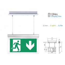 Kit Uscita Di Emergenza A Sospensione Montaggio Da Incasso Con Luci Led 2W 3 Ore Autonomia Indicatore Uscita Emergenza Bianco F