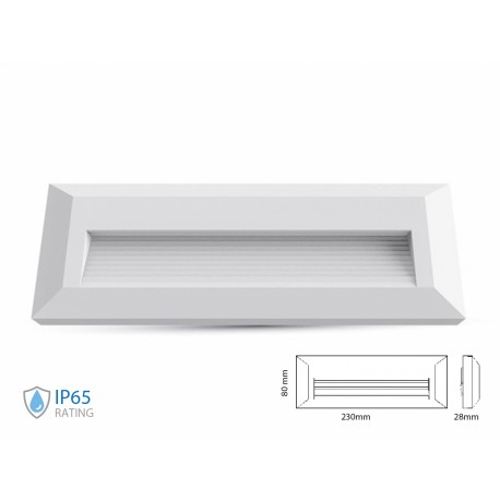 Faretto Luci Led Segnapasso Rettangolare Carcassa Bianca 3W Neutro 4000K IP65 Montaggio a Plafone SKU-1326