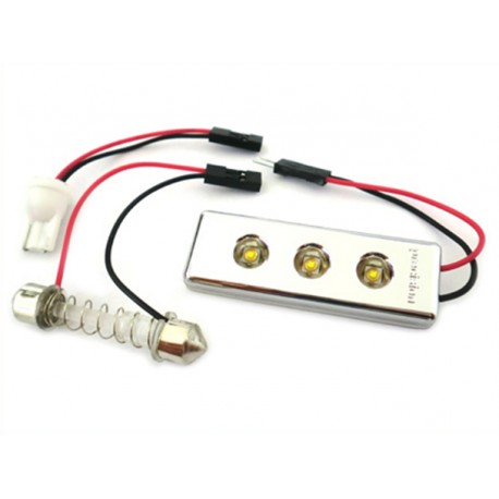 Pannello Led Per Luci Plafoniera Abitacolo Cortesia Auto 3 Smd PCB Osram Bianco 12V T10 e Siluro