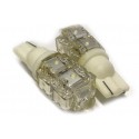 Coppia 2 Lampade Led T10 Con 9 Led F5 Flux Colore Bianco Caldo 3000K 12V 1W