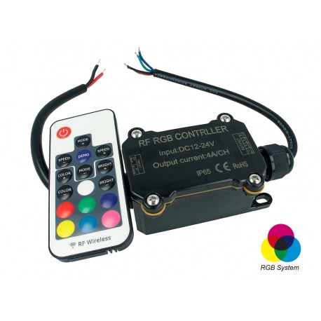 Centralina Led RGB Controller Impermeabile IP65 Telecomando RF Wireless 12V 24V 4AX3 RF163