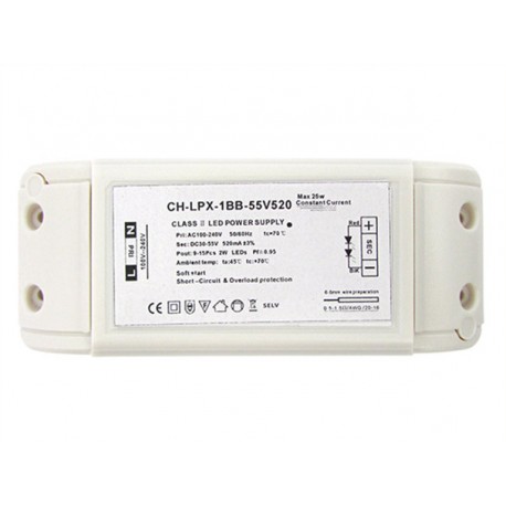 Alimentatore Led Driver CC 520mA 30-55VDC (9-15)X2W Trasformatore Corrente Costante