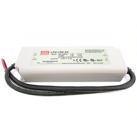 Alimentatore Trasformatore CV MeanWell Impermeabile IP67 24V 150W 6,3A LPV-150-24