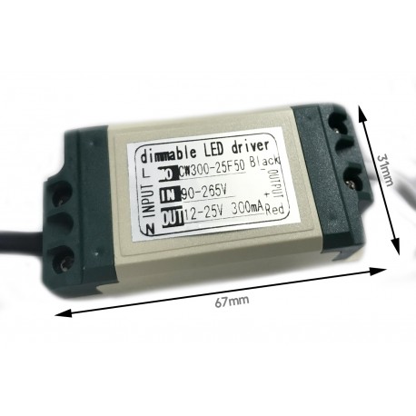 Led Driver CC 300mA 12V-25VDC (4-7)X1W Trasformatore Alimentatore Corrente Costante