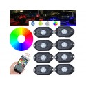 Kit Mini RGB Rock Light Bluetooth APP Sensore Musica Con 8 Luci Led 12V 24V IP68 Sottoscocca Per Jeep Off Road SUV Barca