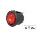 4 PZ Interruttore Rotondo Pulsante Bilanciere On Off Push Button Switch 3 Pin Con Indicatore Led Spia Rosso 12V Auto Barca Foro