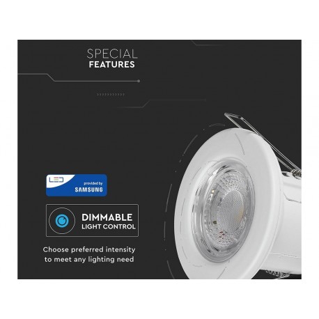 Faretto Led da Incasso Dimmerabile 5W 6400K Colore Bianco IP65 Resistente al Fuoco Senza Driver 
