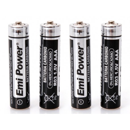 4 Pezzi Pila Batteria Tipo Ministilo AAA 1,5V Carbonio LR03 MN2400 - NON Ricaricabile