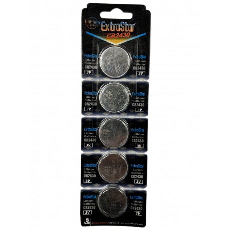 Pila Batteria A Bottone Extrastar CR2430 3V Confezione Da 5 Pile