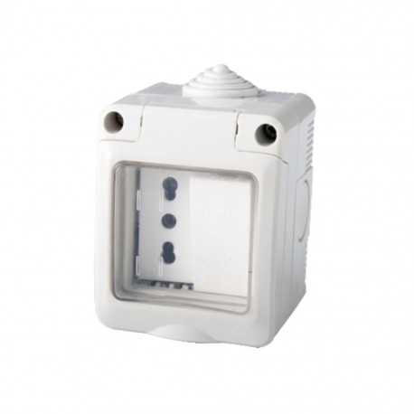 KIT CONTENITORE STAGNO 1 PRESA SCHUKO UNIVERSALE E COPERCHIO IP55 IMQ 