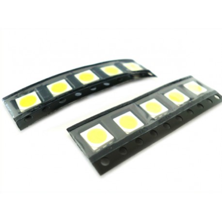 10 PZ Led SMD 5050 PLCC-6 Bianco Freddo 6000K 18 Lm 3V 0,2W 3 Chips