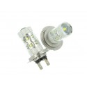 Lampada Led H7 PX26d 30W 12V Per Fendinebbia Super Potente e Bianco Xenon 6 Smd Cree Da 5W