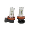 Lampada Led H8 PGJ19-1 50W 12V 24V Per Fendinebbia Super Potente e Bianco Xenon 10 Smd Cree Da 5W