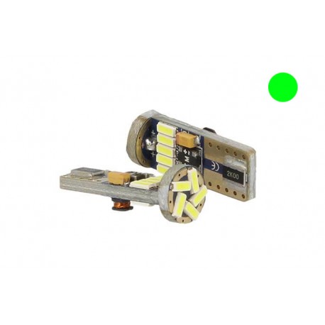 Lampadina Led Canbus T10 W5W 15 Smd 4014 Verde No Errore Check Luci 12V Senza Polarita