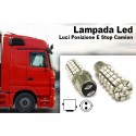 24V Lampada Led BAY15D 1157 S25 68 Smd Rosso Luci Posizione e Stop Camion