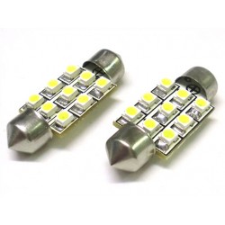24V Lampada Led Siluro T11 C5W 36mm 9 Smd Bianco Camion